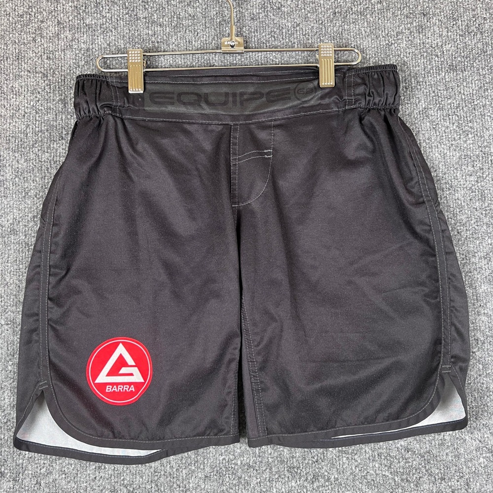 Gracie Barra Shorts Mens 30 Black Equipe Edition BJJ MMA Training Stretch Fight